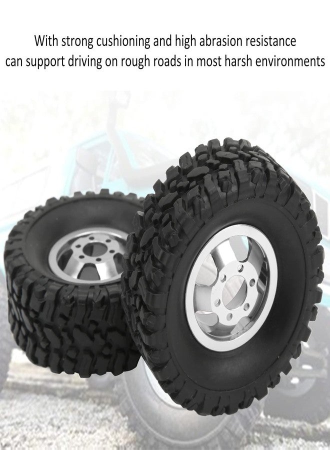 Astibym Hub Wheel Rims with Soft Rubber Tires, 4WD Rubber Tires Aluminum Alloy Wheel Hub for WPL C14 C24 B14 B24 B16 B36 1/16 RC Car Upgrade Part(Silver), car model accessories - Image 3